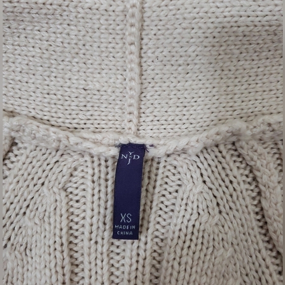 NYDJ Chunky Open Front Cardigan Sweater Womens Size XS Wool Blend Beige. - Picture 8 of 11